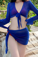 Holiday Style Bikini Swimsuit Four Piece Sun Protection Long Sleeve