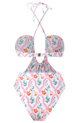 Mejorana Printed Cutouts Halter One Piece Swimsuit