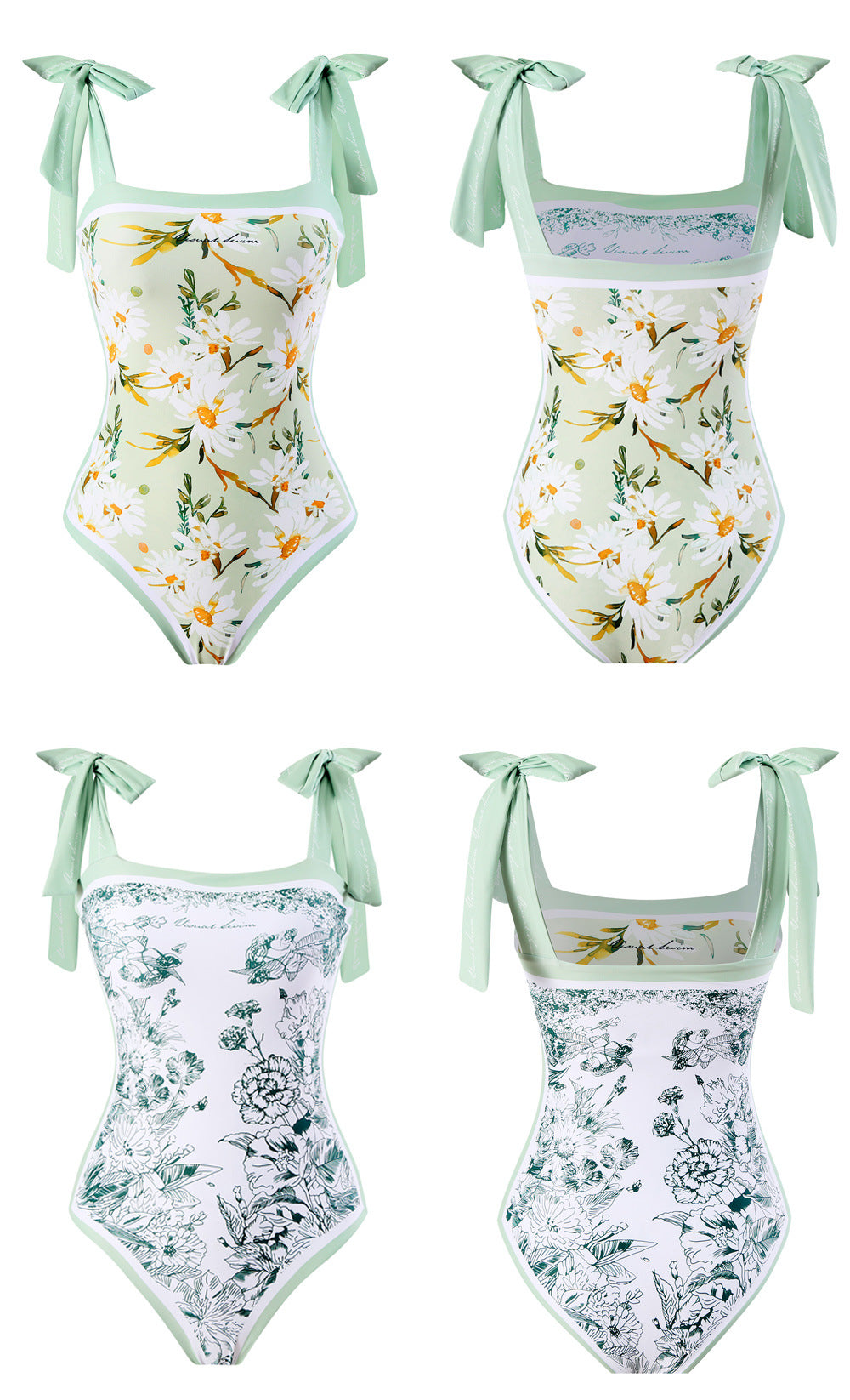 Women's Summer Double-Sided Floral One Piece Swimsuits Reversible Swimwear