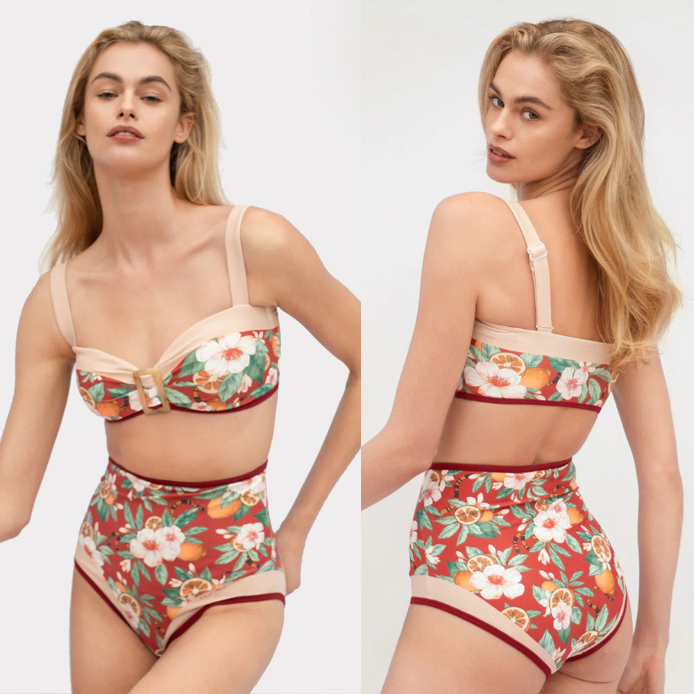HIGH-WAIST BIKINI SET - Red
