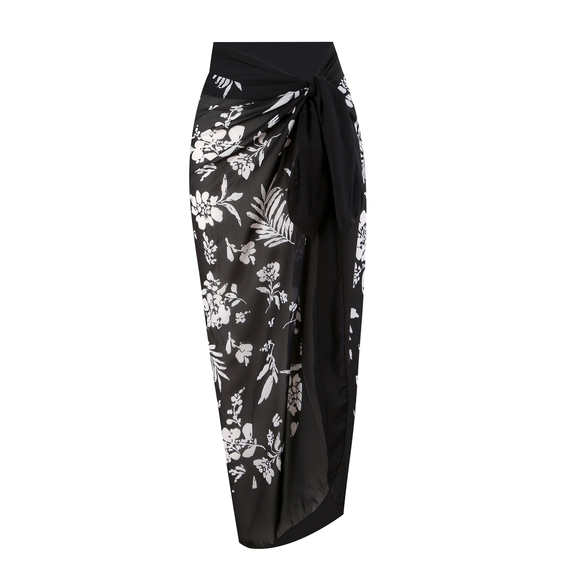 Sexy High Waist Split Swimsuit Skirt Cover - Black