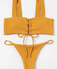 White Ribbed Button Front Bikini Bottoms