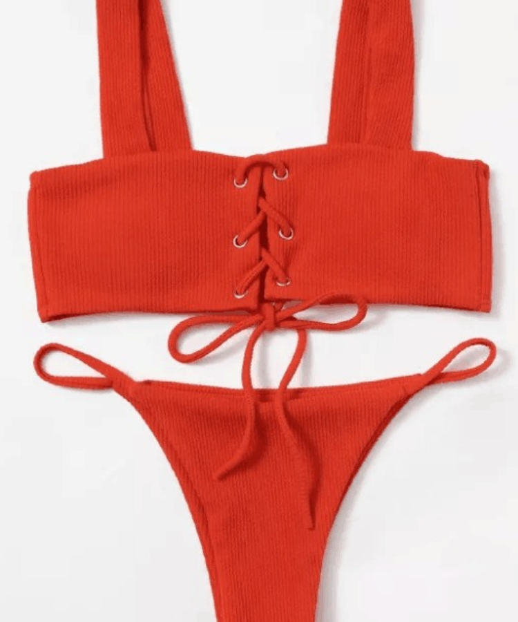 White Ribbed Button Front Bikini Bottoms