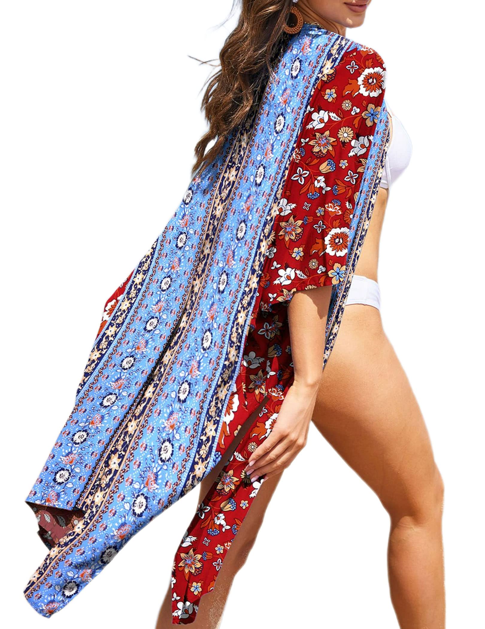 Floal V-neck Cover Up Summer Beach Swimsuit