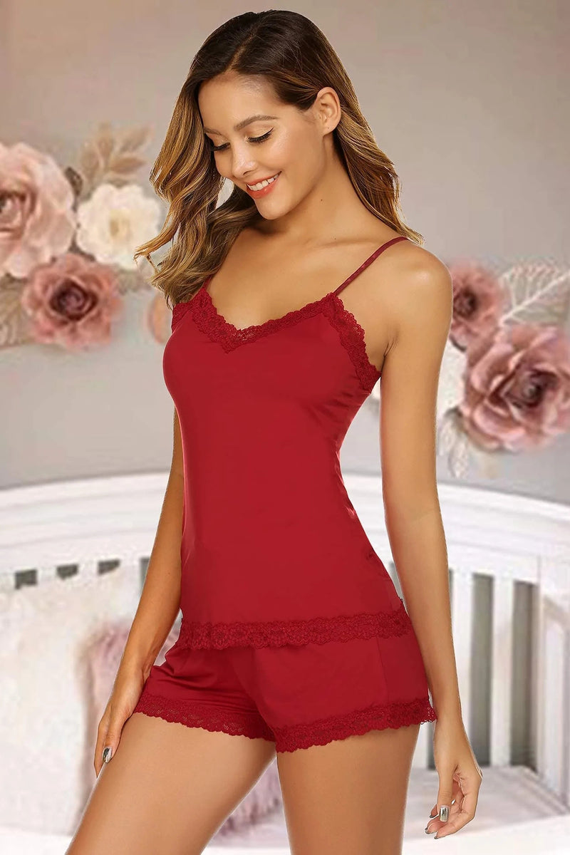 Avidlove Cami Pajama Set Modal Sleepwear Lace Trim Short PJ Set with Shorts