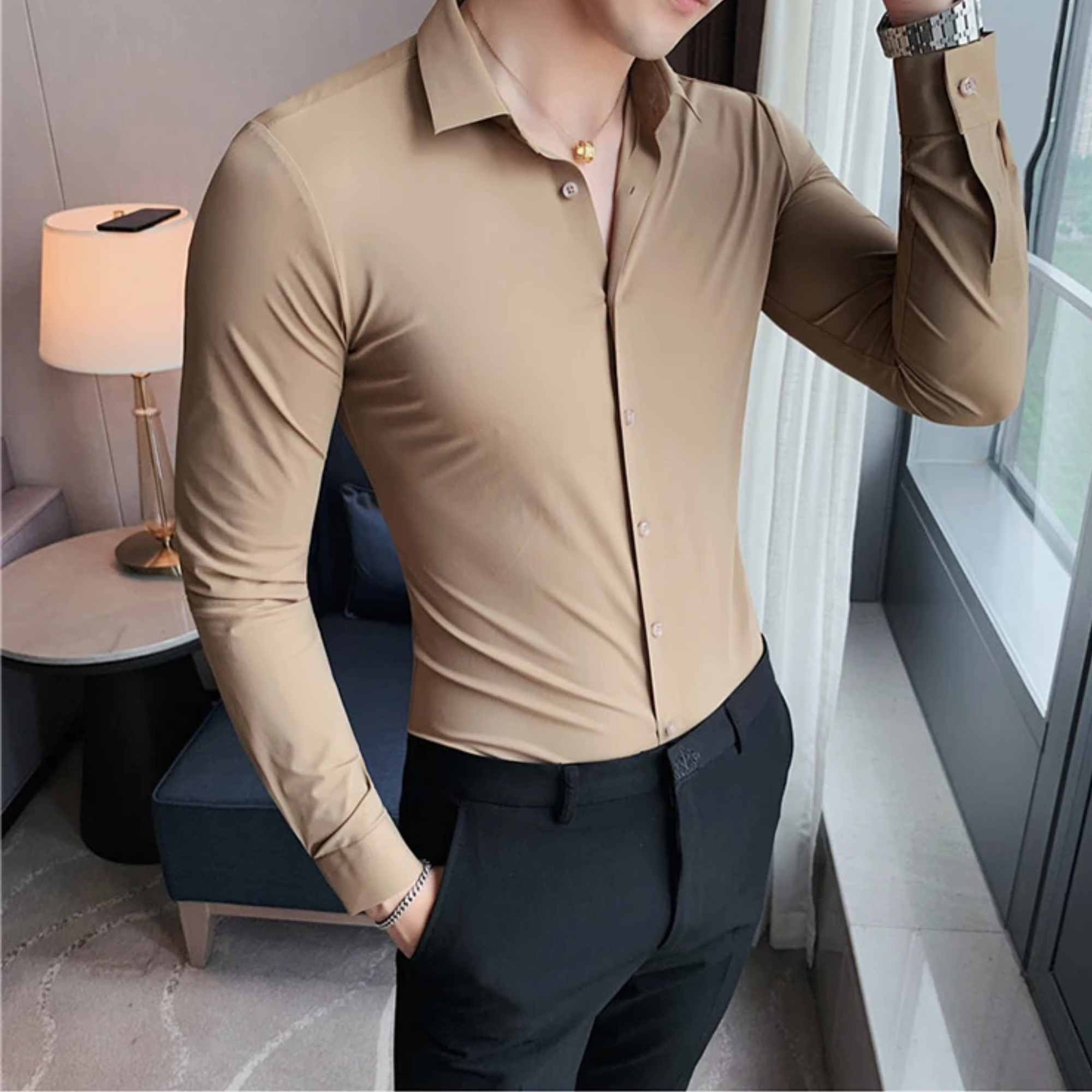 Rodney - Men's Long Sleeve Stretch Shirt