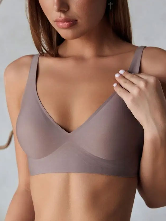 Basic French Push-up Wireless Bra RosyBrown