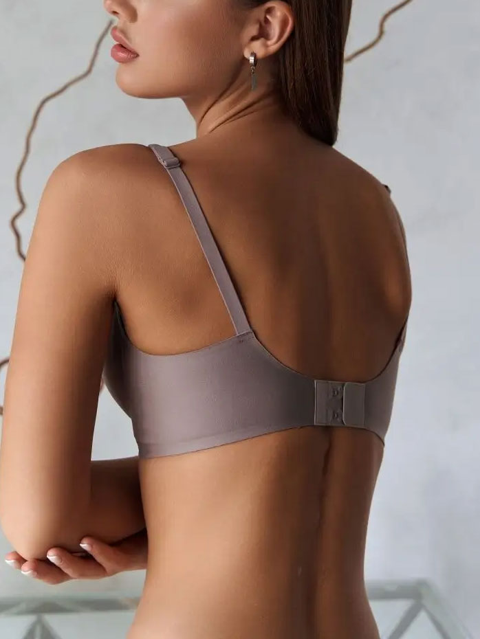 Basic French Push-up Wireless Bra RosyBrown