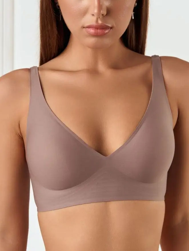 Basic French Push-up Wireless Bra RosyBrown