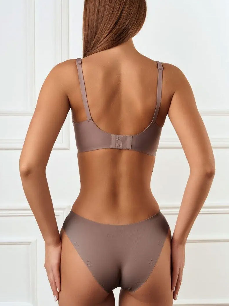 Basic French Push-up Wireless Bra RosyBrown