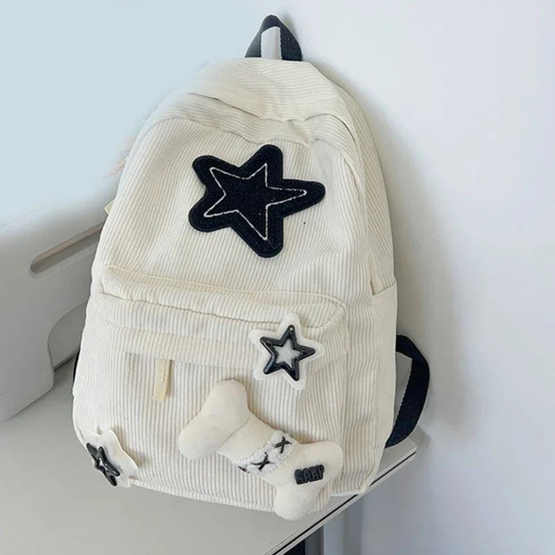 Y2K Corduroy Preppy Backpack