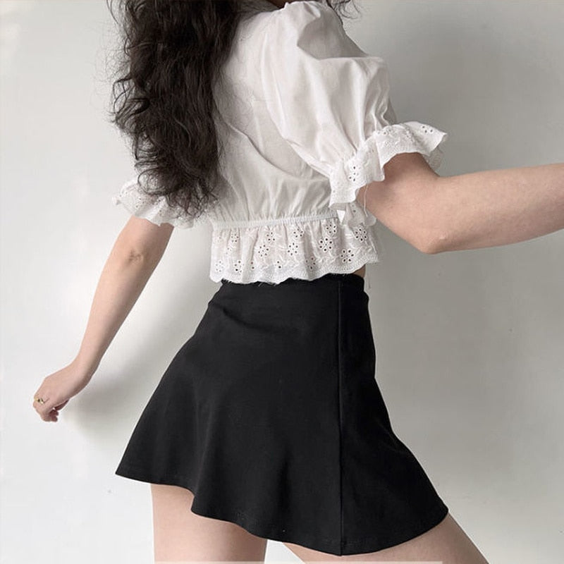 Ruffle Shirt Crop Top