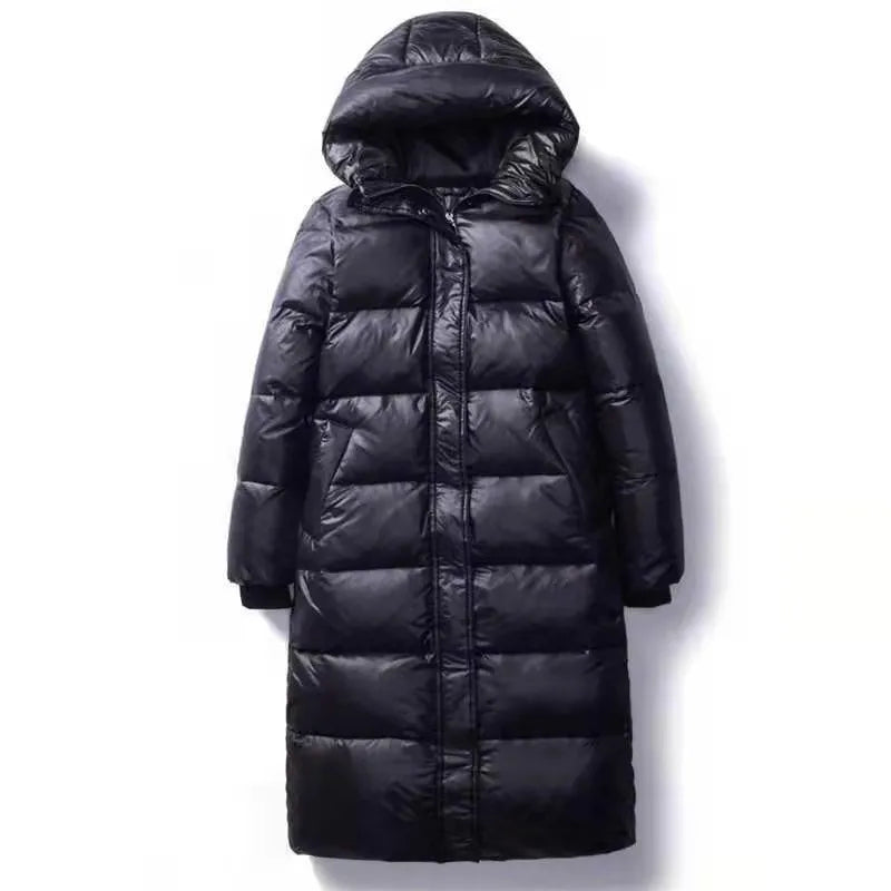 Windproof Glossy Parka Coat