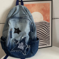 Y2K Denim School Bag