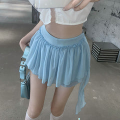 Pastel Ruffle Mini Skirt Shorts