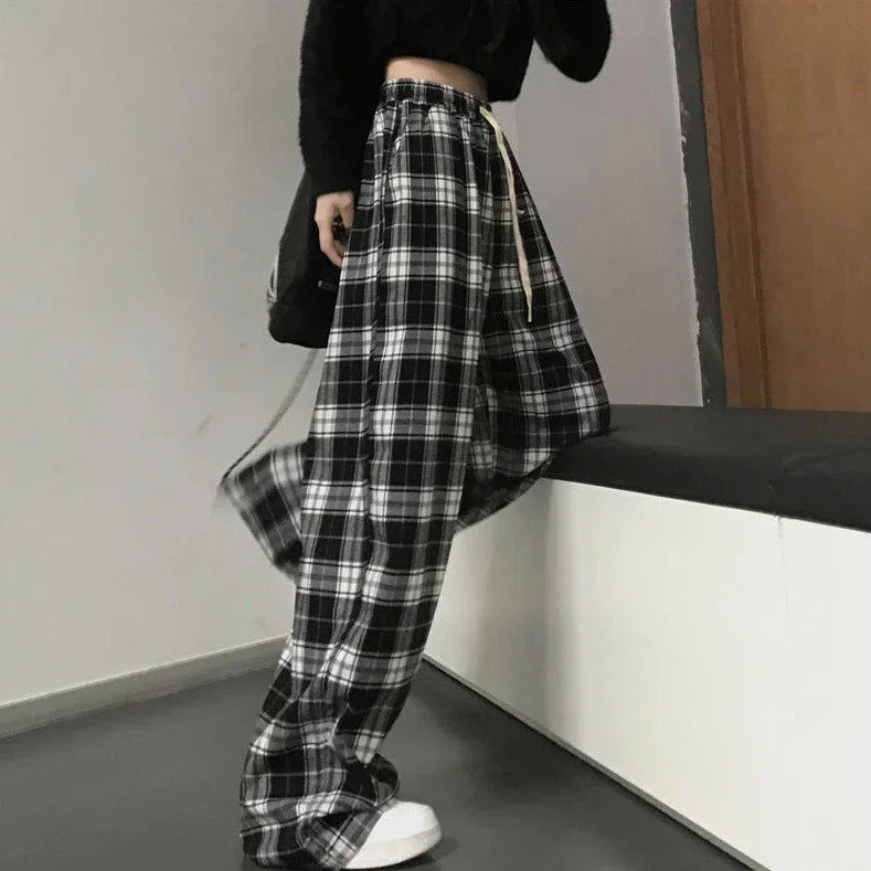 Casual Oversized Plaid Pants