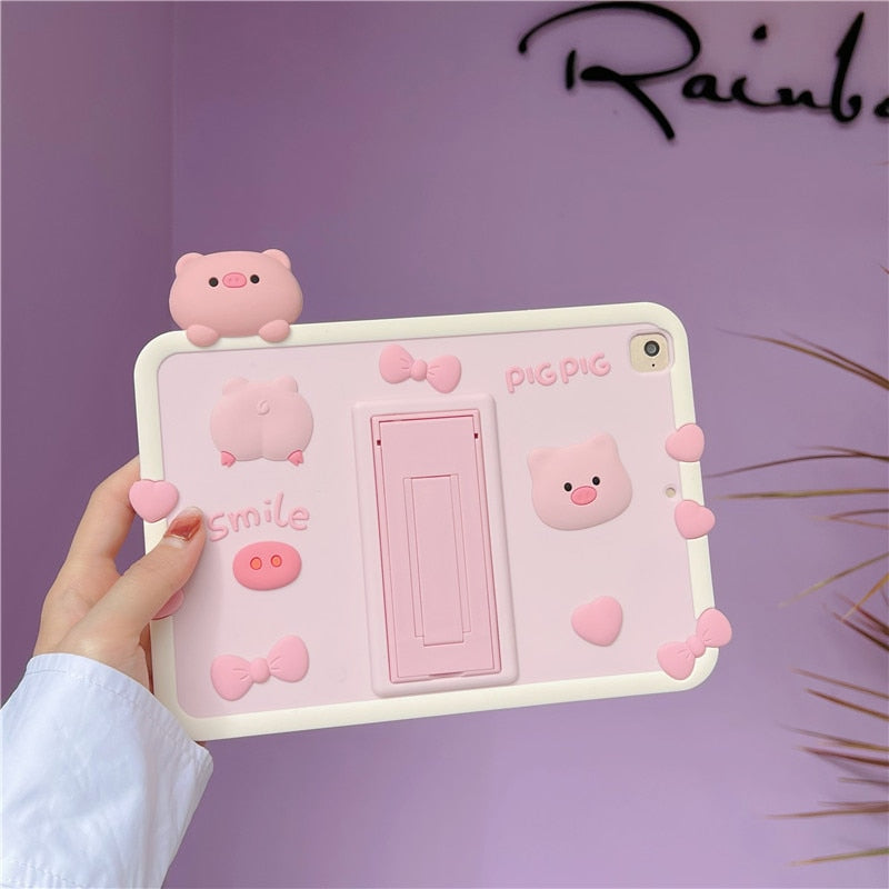Cartoon Rabbit & Pig iPad Case
