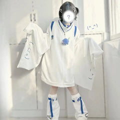 Harajuku White Outfit Set - Cardigan & Leg Warmers