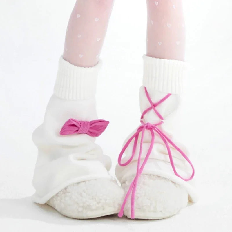 Kawaii Bow Lace-up Sweater & Leg Warmers