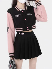 Baseball Bomber Jacket & Skirt Set