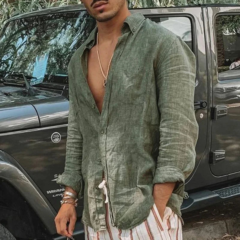 Zaire - Men's Long Sleeve Linen Shirt