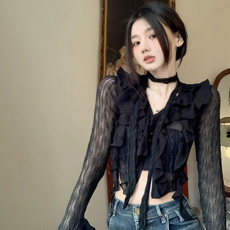Y2K Transparent Lace Crop Top