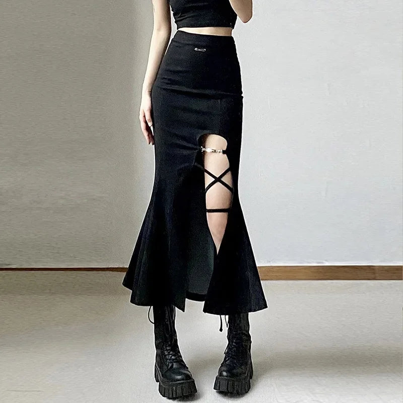 Gothic Long Flared Skirt