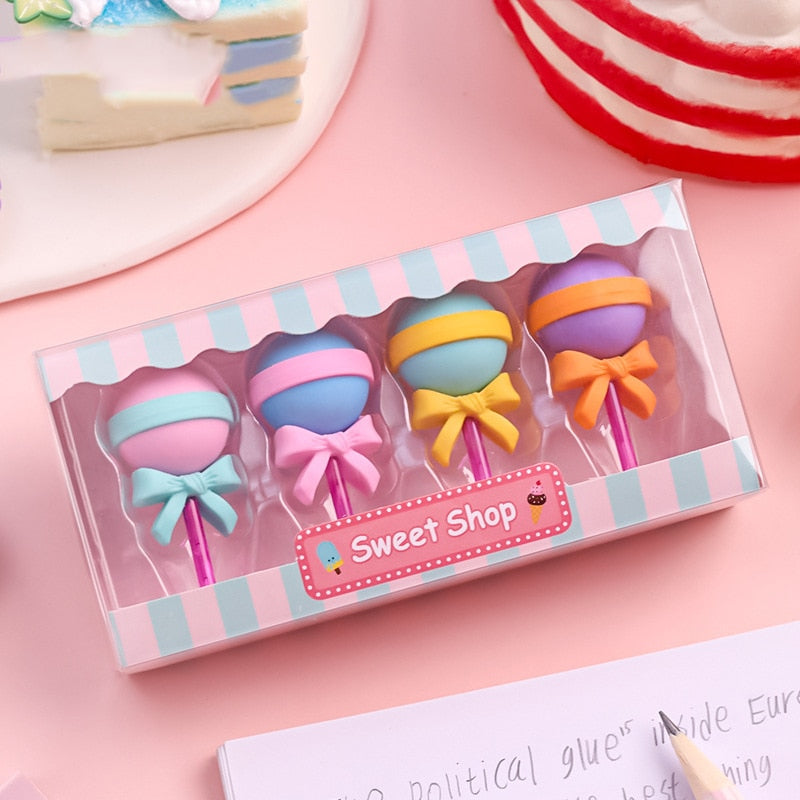 Kawaii Lollipop Erasers Set
