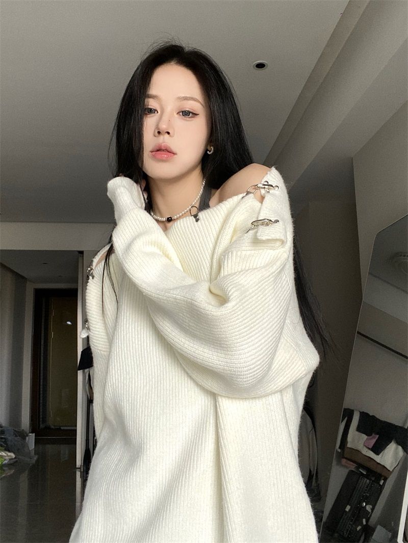 Off Shoulder Korean Y2K Sweater