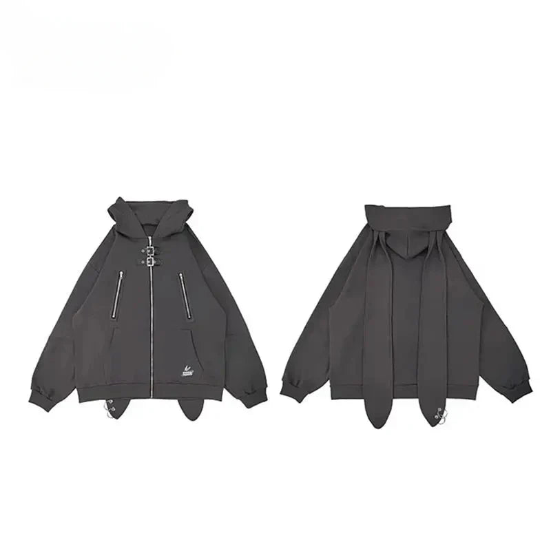 Harajuku Bunny Ears Zip Hoodie