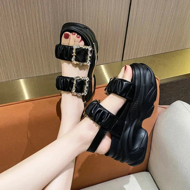 Bling Chunky Wedge Sandals