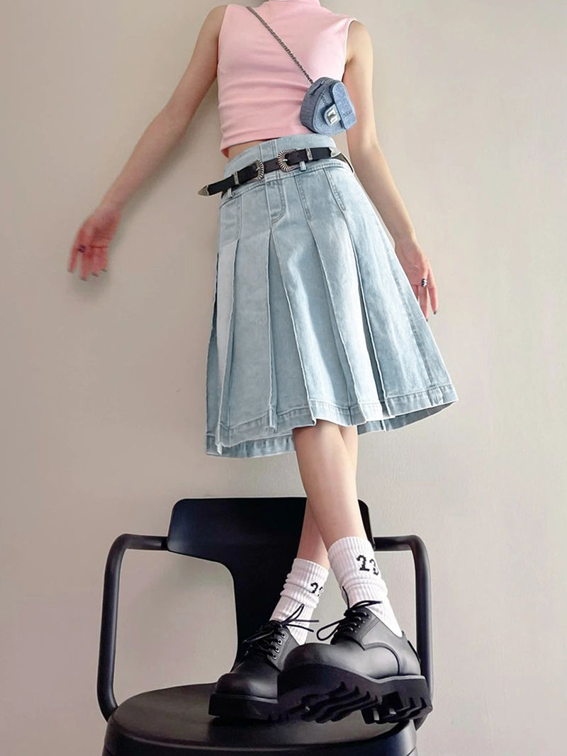 Knee-length Denim Skirt
