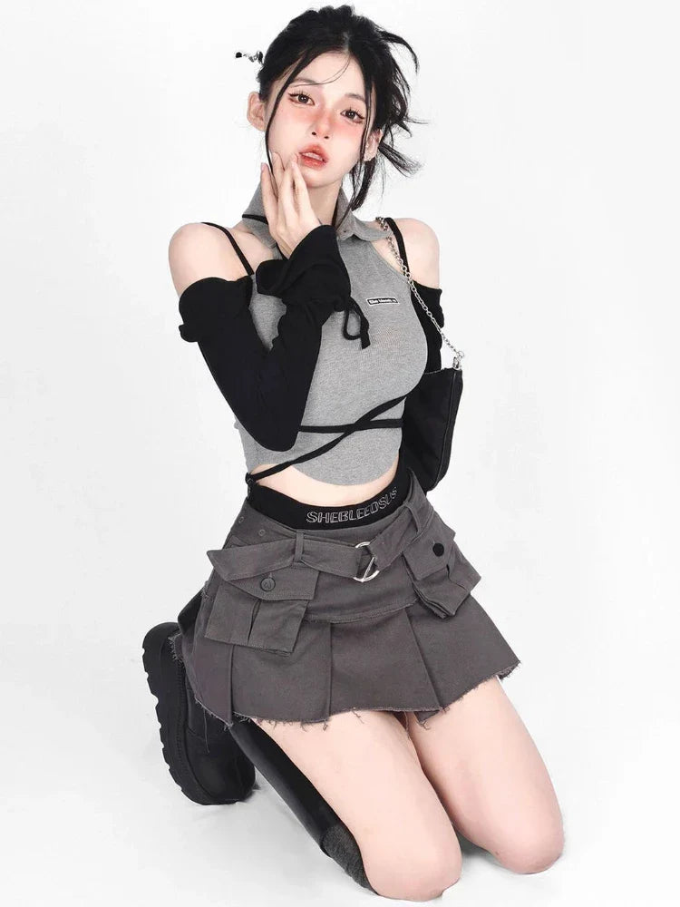 Retro Pleated Mini Skirt