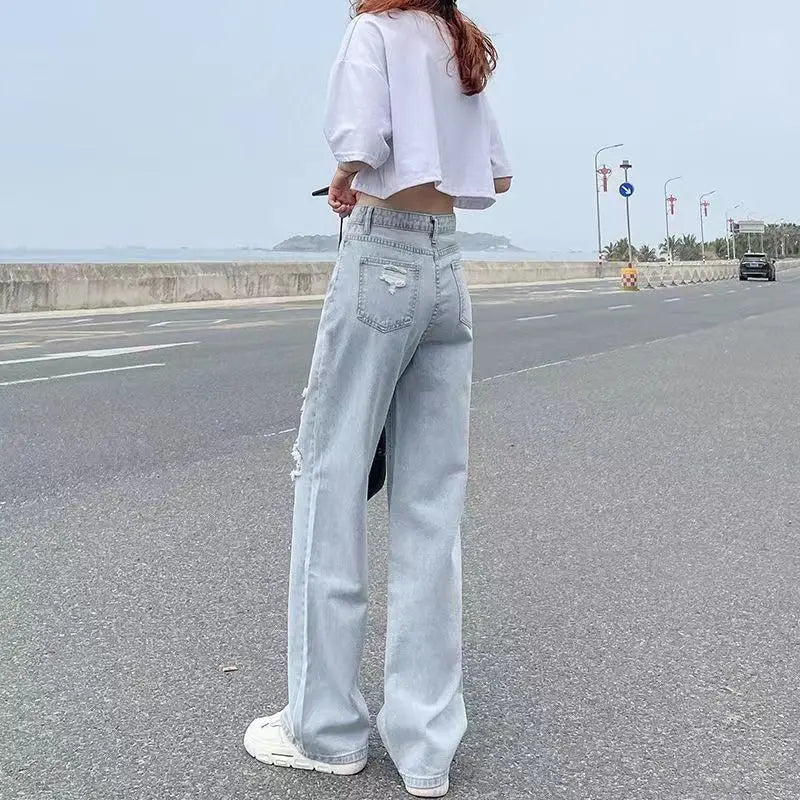 Ripped High Waist Loose Jeans