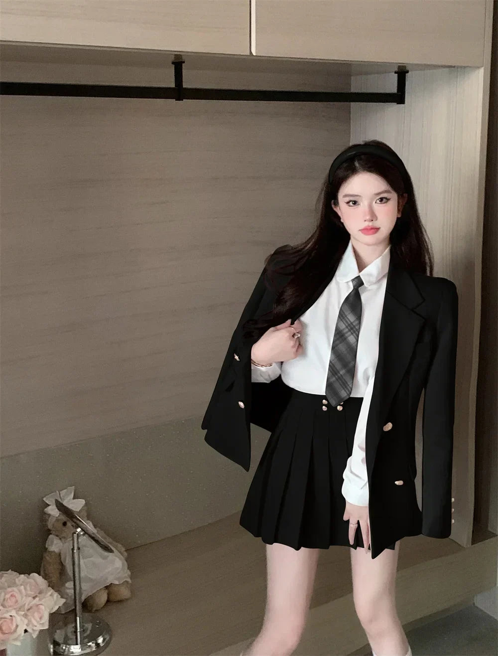 Kawaii School Uniform Outfit Set- Blazer, Shirt & Mini Skirt