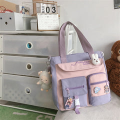 Nylon Patchwork Tote Bag