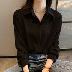 Solid Satin Chiffon Blouse