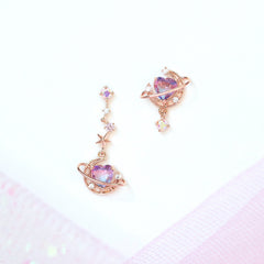 Asymmetric Moon Heart Earrings