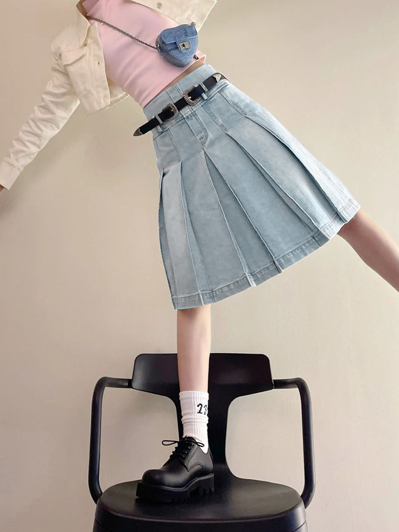 Knee-length Denim Skirt