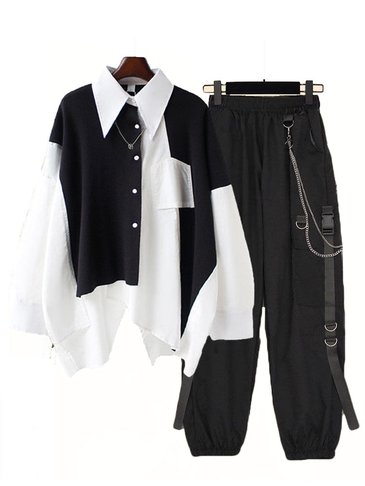 Harajuku Black White Outfit Set