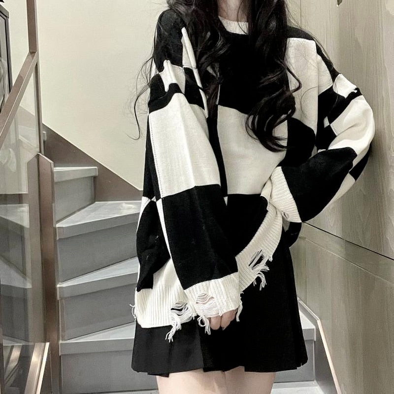 Plaid Korean Style Sweater