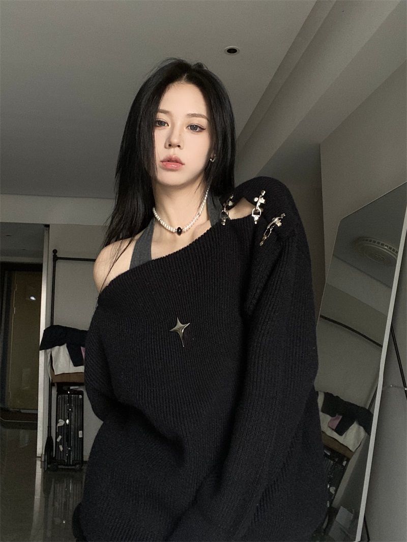 Off Shoulder Korean Y2K Sweater