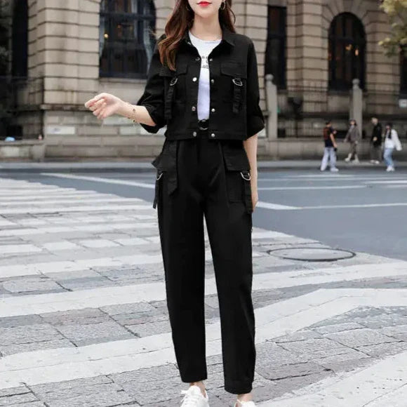Korean Cargo Outfit Set - Jacket & Pants