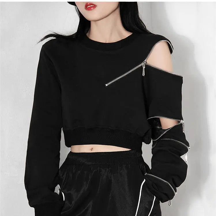 Gothic Long Sleeve Zipper Top