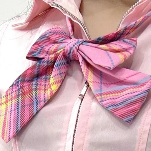 Harajuku Vivid Plaid Outfit Set - Skirt & Bow