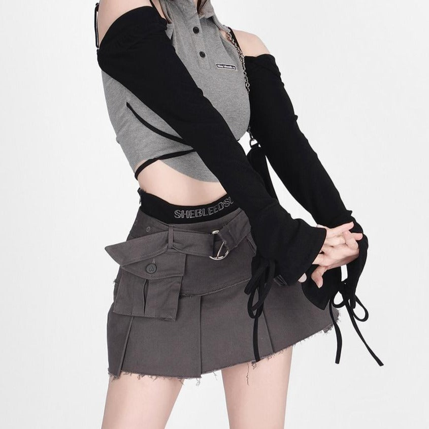 Y2K Techwear Set - Top & Skirt