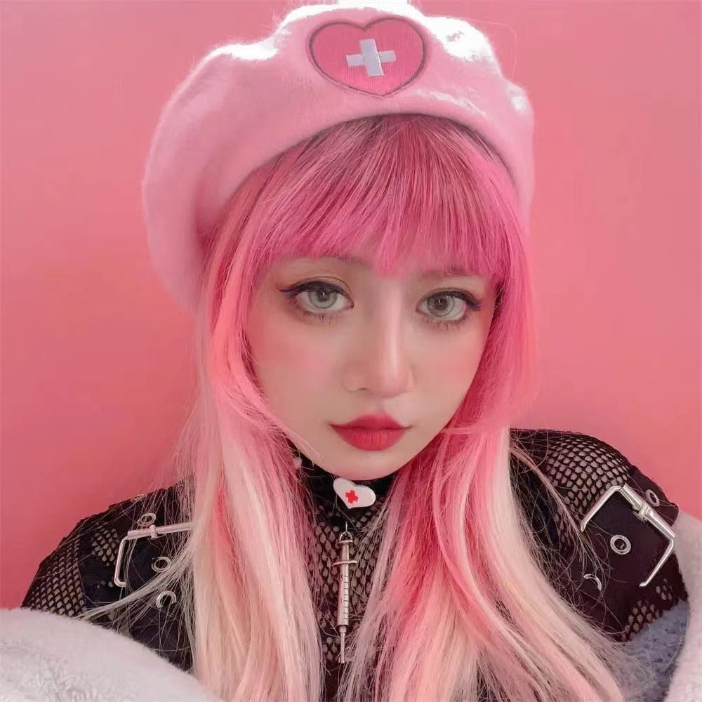 Harajuku Y2K Pink Heart Beret