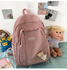 Cute Corduroy School Backpack