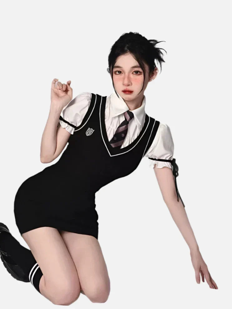 Korean Preppy 2-Piece Dress