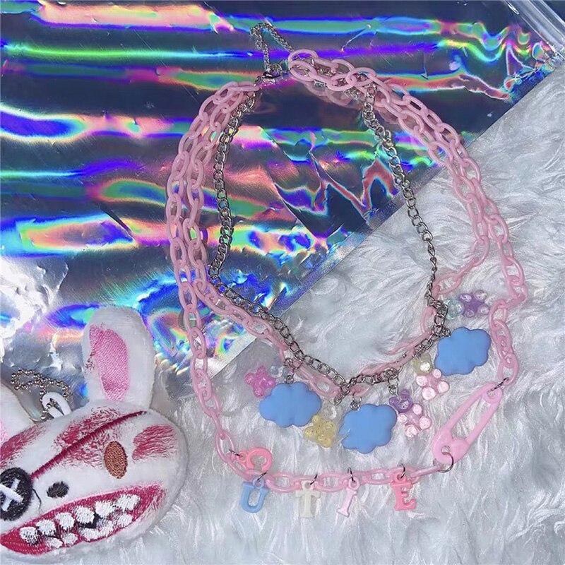 Harajuku Cloud Bear Acrylic Necklace